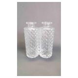 Pair of Clear Diamond Faceted Pattern Glass Vases