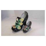 Vintage Hand-Painted Ceramic Mini Shoe Figurines