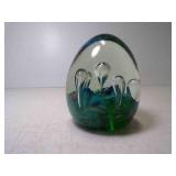Vintage Egg Shaped Art Glass Paper Weight Multi