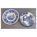 2 Beautiful Vintage "Blue Transferware" Plates