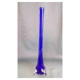 Vintage Cobalt Blue Cased Glass Four Toed Bud Vase