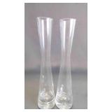 Pair of Clear Hourglass-Shaped Bud Flower Vases