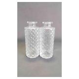 Pair of Clear Diamond Faceted Pattern Glass Vases