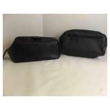 Black Faux Leather Lacrosse Toiletry Bag & Black