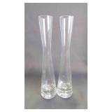 Pair of Clear Hourglass-Shaped Bud Flower Vases