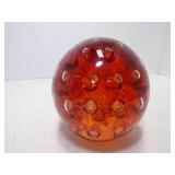 Vintage LARGE 5" Amber Art Glass Sphere Paper