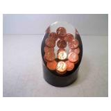 Vintage Lucite & Copper Lincoln 1987 Pennies Paper
