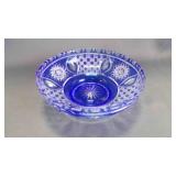 Vintage Bohemian Czech Cobalt "Cut-to Clear" Bowl