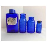Cobalt Blue Glass Bottle Of "Evening In Paris"
