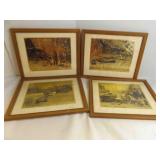 Set Of 4 Framed Gold Foil Or Metallic Tone Prints