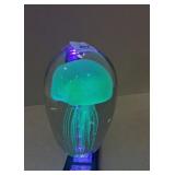 Hand Blown Clear Art Glass Paper Weight White