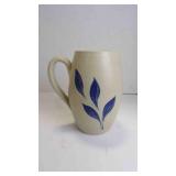 Vintage Salt-Glazed Cobalt Blue Leaf Pattern Jug