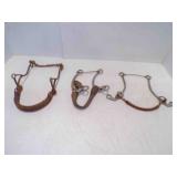 (3) Vintage Mechanical Hackamore Leather Noseband