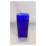 Vintage Cobalt Blue Square Column Glass Block Vase