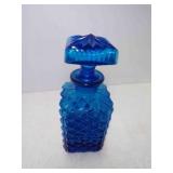 Vintage MCM Cobalt Blue Pressed Glass Decanter