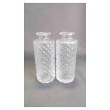 Pair of Clear Diamond Faceted Pattern Glass Vases