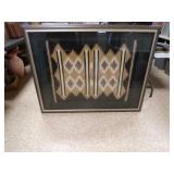 Framed Vintage Hand Woven Flatweave Navajo Style
