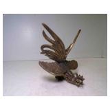 Vintage Brass Fighting Rooster Figurine w/Green