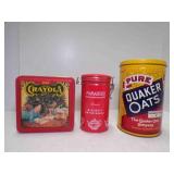(3) Vintage Metal Tins - 1984 Quaker Oats Limited