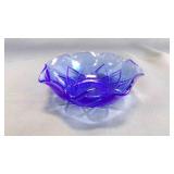 Vintage Avon Cobalt Blue Ruffled Glass Candy Dish