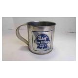 Vintage Pabst Blue Ribbon Metal Tin Mug w/Handle