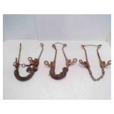 (3) Vintage Mechanical Hackamore Leather Noseband