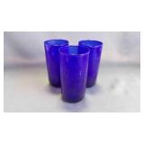 Collection of 3 Vintage Cobalt Blue Glass Tumblers