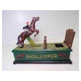Cast Iron Show Jumper Mechanical Coin Bank