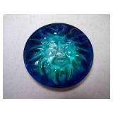 Blue & Teal Embossed Sun Face Art Glass Paper