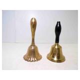 (2) Metal Bells - 1 Missing Clapper - 1 w/Wood