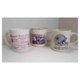 Vintage Collection of 3 Advertising Graphic Mugs