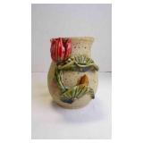 Studio Art Pottery Earthenware 3-D Ceramic Vase