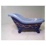 Cobalt & Baby Blue Ceramic Mini Clawfoot Bathtub
