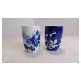 Traditional Japanese Blue & White Yunomi Tea Cups