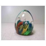 Vintage Hand Blown Egg Shaped Clear Art Glass