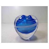 Hand Blown Art Glass Heart Shaped Bud Vase Paper