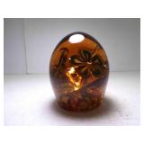 Hand Blown Egg Shaped Art Glass Paper Weight