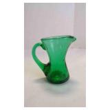 Vintage Miniature Hand-Blown Crackle Glass Pitcher