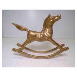Vintage Brass Rocking Horse Figurine - No