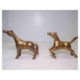 (2) Vintage Brass Horse Figurines - No Markings