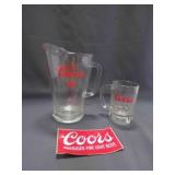 1970s Coors Banquet Glass Beer Pitcher w/Red Brand