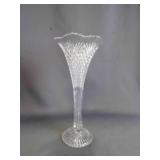 Vintage Pressed Clear Glass Trumpet Vase Diamond &