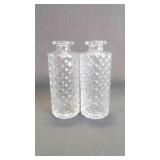 Pair of Clear Diamond Faceted Pattern Glass Vases