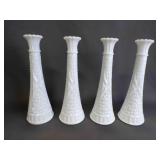 (4) Vintage Anchor Hocking Milk Glass 9" Vases