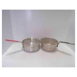 (2) Large Aluminum Fryer or Stock Pot Straining