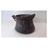 Antique Hand-Hammered Copper Cauldron With