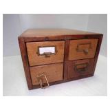 17" X 14" X 9" Vintage Wooden 4 Drawer Tabletop