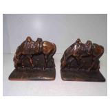 Vintage Pair Copper Plated Cast Iron Bookends