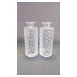 Pair of Clear Diamond Faceted Pattern Glass Vases