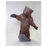 12' Tall Ceramic Standing Brown Bear Chip on Hand